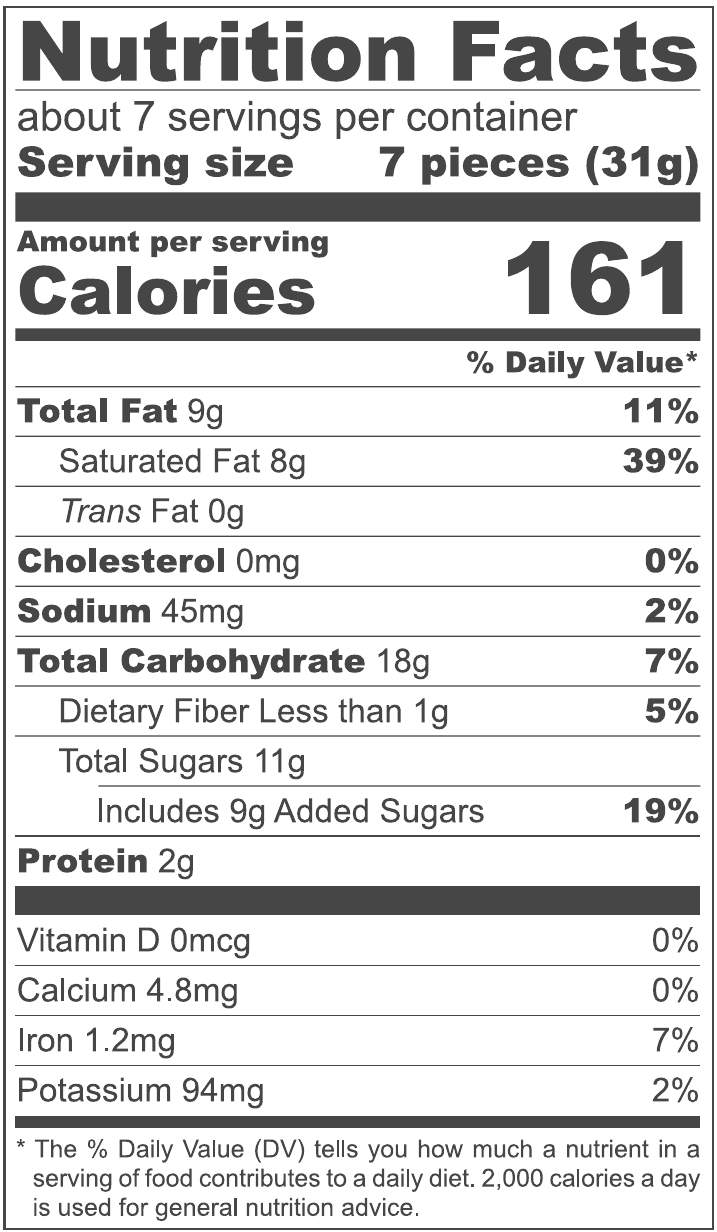 Nutritional Values Double Chocolate